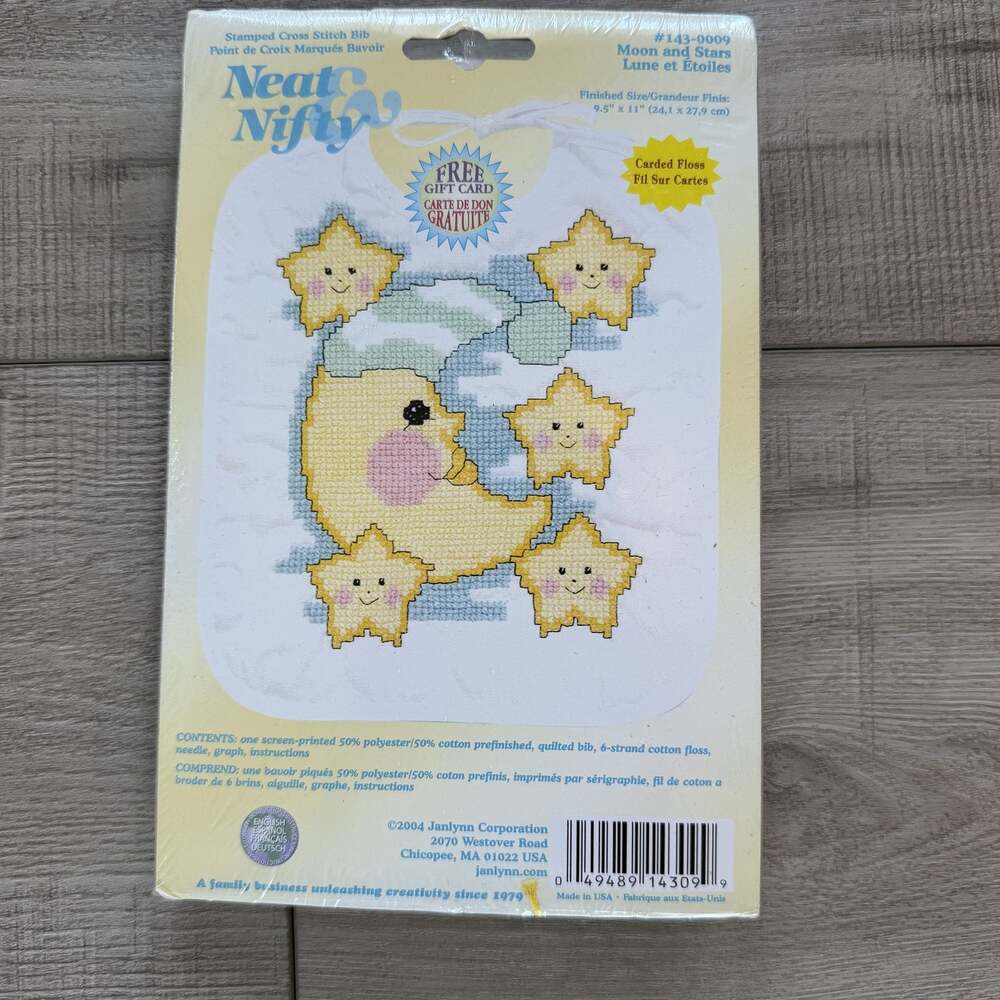 Janlynn Neat N Nifty Moon and Stars Stamped Cross